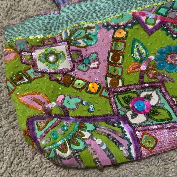 Vintage Christian Livingston Embroidered Beaded Sequin Shoulder Bag Tote - Picture 2 of 11